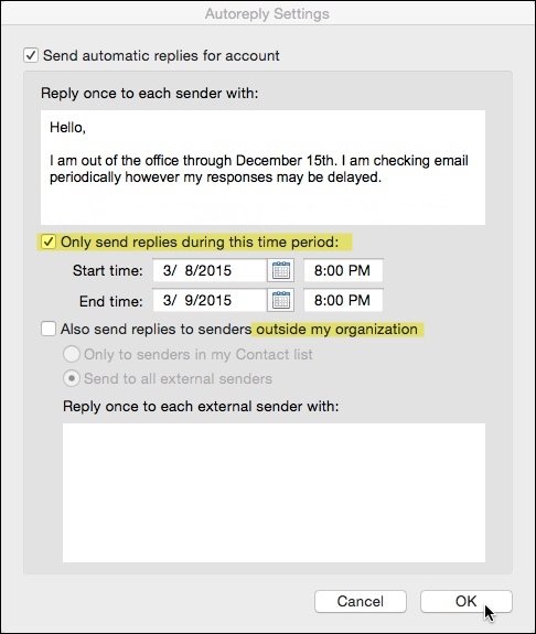 how do you set time zone on outlook for mac